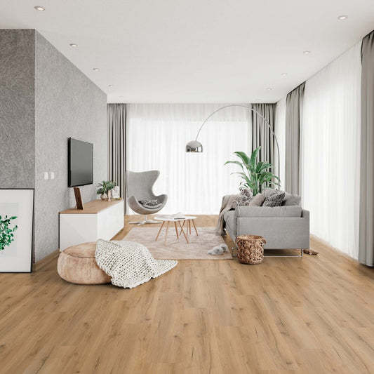 Vinyl Tilo Oak Safari with click system and impact sound insulation