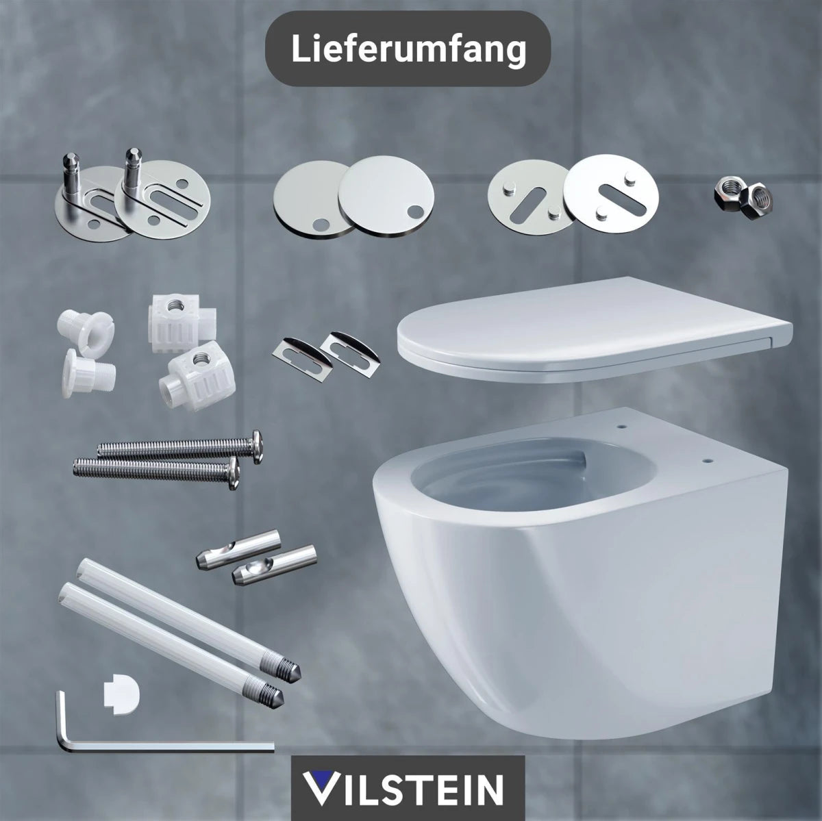 Hänge-WC komplett-Set spülrandlos inklusive Sitz – Tornadospülung | Softclose & Quickrelease