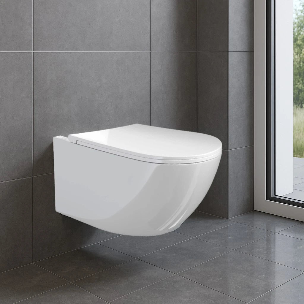 Hänge-WC komplett-Set spülrandlos inklusive Sitz – Tornadospülung | Softclose & Quickrelease